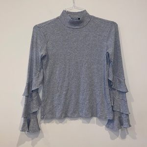 Ribbed Turtleneck with Ruffled Sleeves